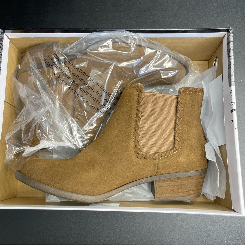 Kensie Glanne Brown Leather Whipstitch Chelsea Ankle Boots KS233483 Mens 8M